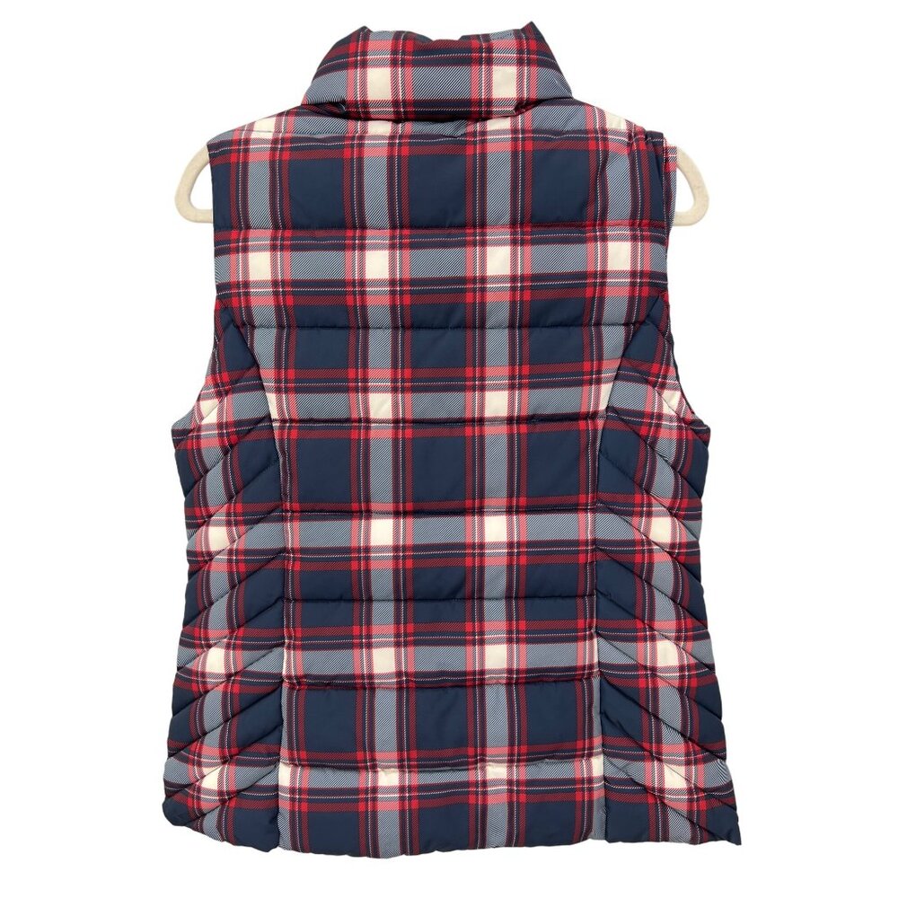 Tommy Hilfiger Full Zip Plaid Quilted Puffer Vest Womens Medium Blue Red Polyest - Picture 2 of 8